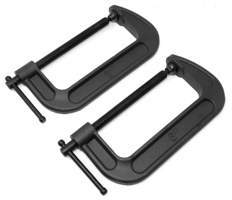 WEN CLC630 Heavy-Duty Cast Iron C-Clamps with 6-Inch Jaw Opening and 2.75-Inch Throat, 2 Pack - Image 1